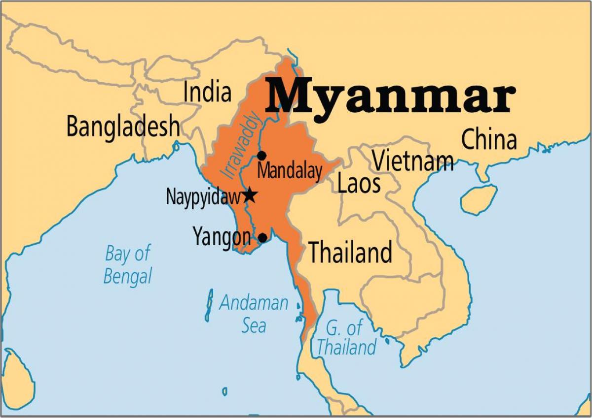 θέση της Μιανμάρ σε παγκόσμιο χάρτη