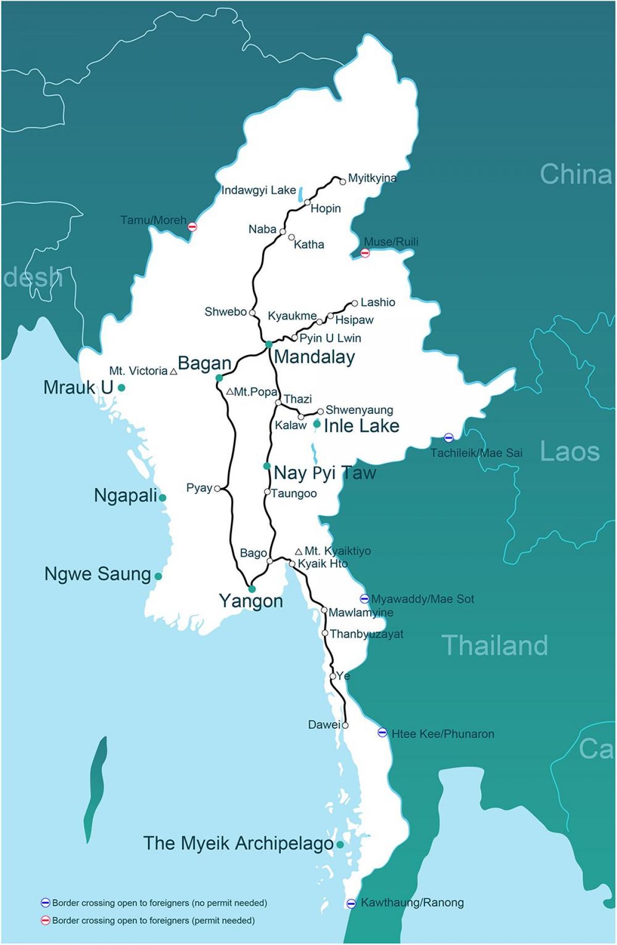 ένας χάρτης Μιανμάρ