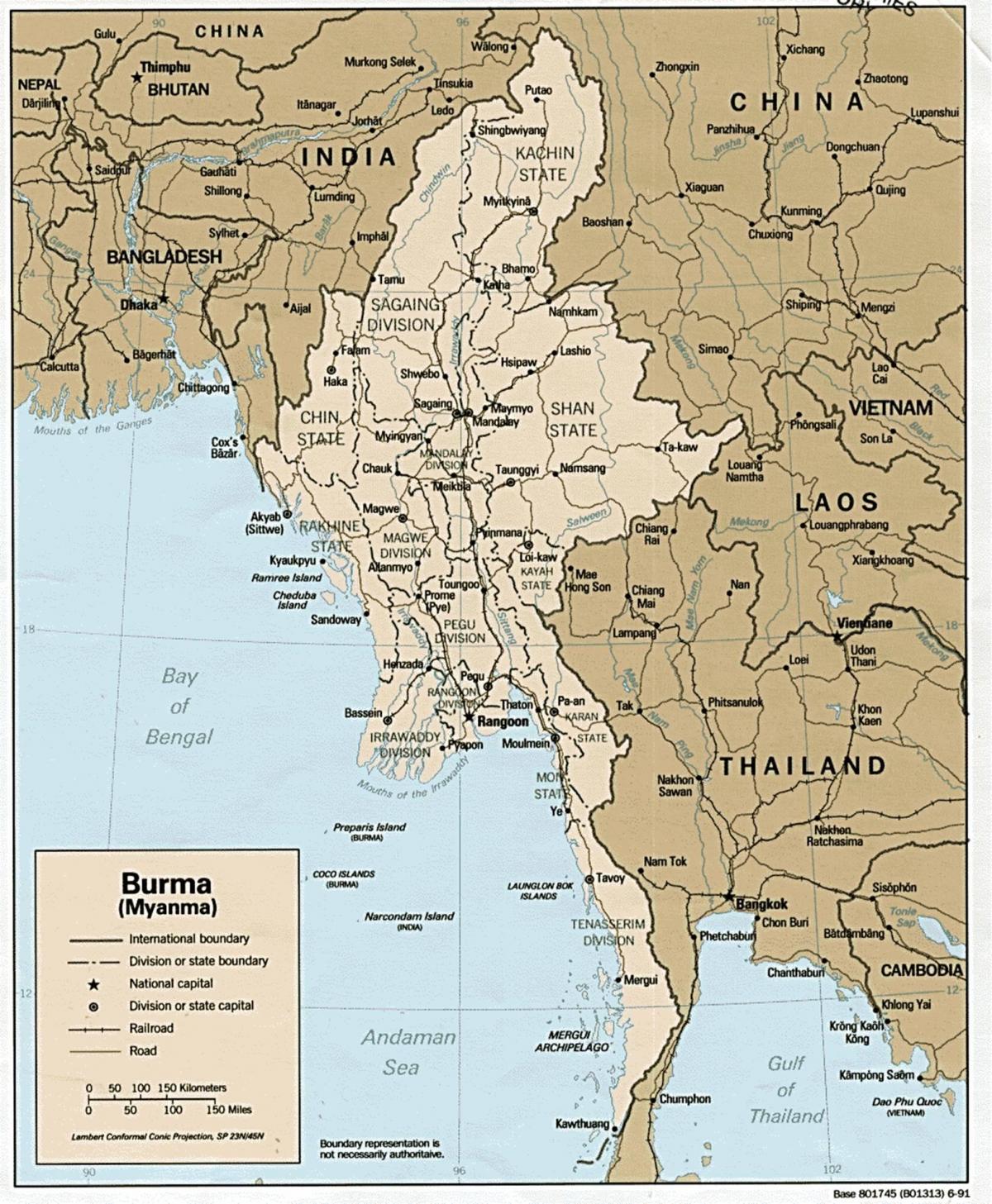 γιανγκόν Βιρμανία χάρτης