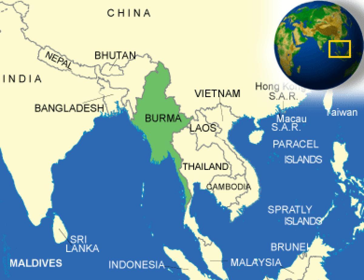 Η βιρμανία ή Μιανμάρ χάρτης